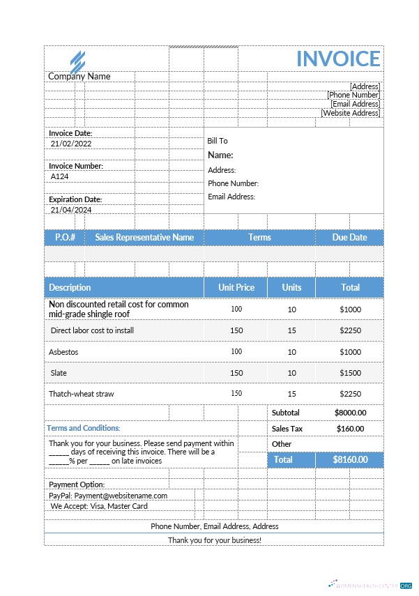 Download Roofing Estimate Invoice Template Photoshop template
